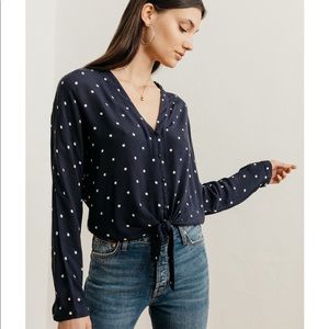 Rails long sleeve polka dot blouse
